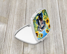Load image into Gallery viewer, Neapolitan Mastiff in Sunflowers Compact Mirror – Stylish Purse Mirror with Artistic Covers