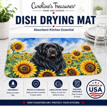 Load image into Gallery viewer, Newfoundland in Sunflowers Dish Drying Mat Absorbent Dish Drying Mat Pad for Kitchen Counter Dish Drainer Mat for Countertop, 14 x 21", Multicolor
