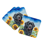 Load image into Gallery viewer, Newfoundland in Sunflowers Coasters - Set of 4 Lightweight Foam, Absorbent Drink Coasters