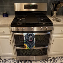 Load image into Gallery viewer, Newfoundland in Sunflowers Kitchen Towel