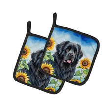 Load image into Gallery viewer, Newfoundland in Sunflowers Pot Holders - Set of 2 Decorative Kitchen Helpers | Made in the USA
