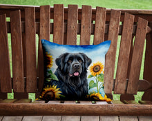 Load image into Gallery viewer, Newfoundland in Sunflowers Throw Pillow - 14x14 Decorative Pillow – Art for Your Home &amp; Patio