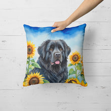 Load image into Gallery viewer, Newfoundland in Sunflowers Throw Pillow