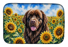 Load image into Gallery viewer, Newfoundland in Sunflowers Dish Drying Mat Absorbent Dish Drying Mat Pad for Kitchen Counter Dish Drainer Mat for Countertop, 14 x 21", Multicolor