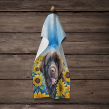Load image into Gallery viewer, Newfoundland in Sunflowers Kitchen Towel
