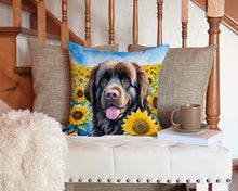 Load image into Gallery viewer, Newfoundland in Sunflowers Throw Pillow - 14x14 Decorative Pillow – Art for Your Home &amp; Patio