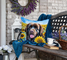Load image into Gallery viewer, Newfoundland in Sunflowers Throw Pillow