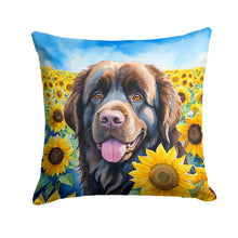 Load image into Gallery viewer, Newfoundland in Sunflowers Throw Pillow