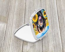 Load image into Gallery viewer, Newfoundland in Sunflowers Compact Mirror – Stylish Purse Mirror with Artistic Covers