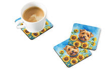 Load image into Gallery viewer, Norfolk Terrier in Sunflowers Coasters - Set of 4 Lightweight Foam, Absorbent Drink Coasters