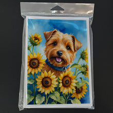 Load image into Gallery viewer, Norfolk Terrier in Sunflowers Greeting Cards - Blank Note Cards – 8-Pack of Artist-Designed Cards with Envelopes