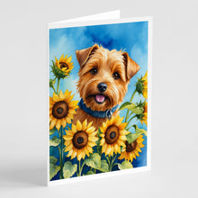 Load image into Gallery viewer, Norfolk Terrier in Sunflowers Greeting Cards - Blank Note Cards – 8-Pack of Artist-Designed Cards with Envelopes