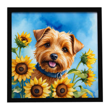 Load image into Gallery viewer, Norfolk Terrier in Sunflowers Framed Metal Print