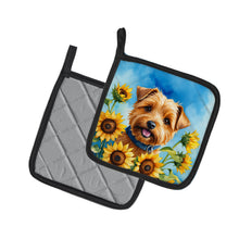 Load image into Gallery viewer, Norfolk Terrier in Sunflowers Pot Holders - Set of 2 Decorative Kitchen Helpers | Made in the USA