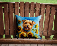 Load image into Gallery viewer, Norfolk Terrier in Sunflowers Throw Pillow - 14x14 Decorative Pillow – Art for Your Home &amp; Patio
