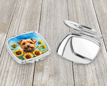 Load image into Gallery viewer, Norfolk Terrier in Sunflowers Compact Mirror – Stylish Purse Mirror with Artistic Covers