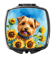 Load image into Gallery viewer, Norfolk Terrier in Sunflowers Compact Mirror – Stylish Purse Mirror with Artistic Covers