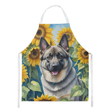 Load image into Gallery viewer, Norwegian Elkhound in Sunflowers Apron – Artist-Designed Kitchen, BBQ &amp; Craft Apron
