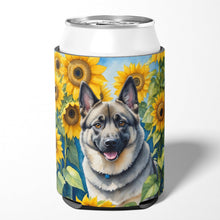 Load image into Gallery viewer, Norwegian Elkhound in Sunflowers Can or Bottle Hugger