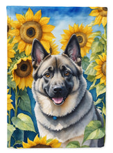 Load image into Gallery viewer, Norwegian Elkhound in Sunflowers House Flag