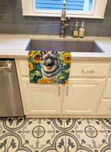 Load image into Gallery viewer, Norwegian Elkhound in Sunflowers Kitchen Towel