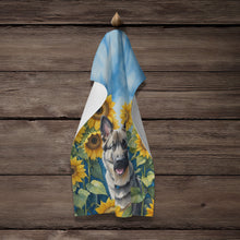 Load image into Gallery viewer, Norwegian Elkhound in Sunflowers Kitchen Towel