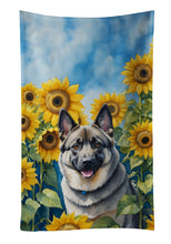 Load image into Gallery viewer, Norwegian Elkhound in Sunflowers Kitchen Towel