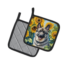 Load image into Gallery viewer, Norwegian Elkhound in Sunflowers Pot Holders - Set of 2 Decorative Kitchen Helpers | Made in the USA