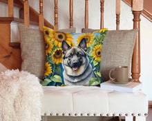 Load image into Gallery viewer, Norwegian Elkhound in Sunflowers Throw Pillow - 14x14 Decorative Pillow – Art for Your Home &amp; Patio