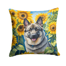Load image into Gallery viewer, Norwegian Elkhound in Sunflowers Throw Pillow - 14x14 Decorative Pillow – Art for Your Home &amp; Patio