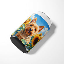 Load image into Gallery viewer, Norwich Terrier in Sunflowers Can or Bottle Hugger