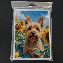 Load image into Gallery viewer, Norwich Terrier in Sunflowers Greeting Cards - Blank Note Cards – 8-Pack of Artist-Designed Cards with Envelopes