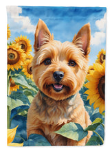 Load image into Gallery viewer, Norwich Terrier in Sunflowers Garden Flag – Bright Dog-Themed Yard Decor