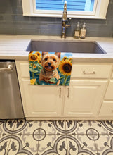 Load image into Gallery viewer, Norwich Terrier in Sunflowers Kitchen Towel