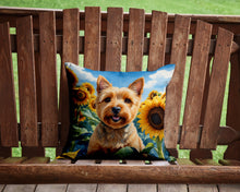 Load image into Gallery viewer, Norwich Terrier in Sunflowers Throw Pillow - 14x14 Decorative Pillow – Art for Your Home &amp; Patio
