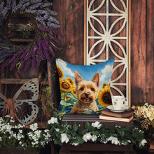 Load image into Gallery viewer, Norwich Terrier in Sunflowers Throw Pillow - 14x14 Decorative Pillow – Art for Your Home &amp; Patio