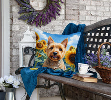 Load image into Gallery viewer, Norwich Terrier in Sunflowers Throw Pillow