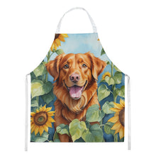Load image into Gallery viewer, Nova Scotia Duck Toller in Sunflowers Apron – Artist-Designed Kitchen, BBQ &amp; Craft Apron