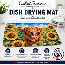 Load image into Gallery viewer, Nova Scotia Duck Toller in Sunflowers Dish Drying Mat Absorbent Dish Drying Mat Pad for Kitchen Counter Dish Drainer Mat for Countertop, 14 x 21", Multicolor