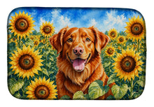 Load image into Gallery viewer, Nova Scotia Duck Toller in Sunflowers Dish Drying Mat Absorbent Dish Drying Mat Pad for Kitchen Counter Dish Drainer Mat for Countertop, 14 x 21", Multicolor