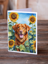 Load image into Gallery viewer, Nova Scotia Duck Toller in Sunflowers Greeting Cards - Blank Note Cards – 8-Pack of Artist-Designed Cards with Envelopes