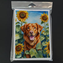 Load image into Gallery viewer, Nova Scotia Duck Toller in Sunflowers Greeting Cards - Blank Note Cards – 8-Pack of Artist-Designed Cards with Envelopes