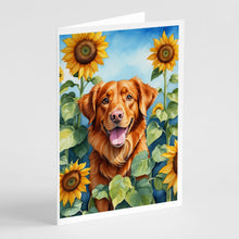 Load image into Gallery viewer, Nova Scotia Duck Toller in Sunflowers Greeting Cards - Blank Note Cards – 8-Pack of Artist-Designed Cards with Envelopes