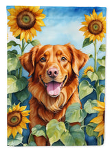 Load image into Gallery viewer, Nova Scotia Duck Toller in Sunflowers Garden Flag – Bright Dog-Themed Yard Decor