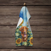 Load image into Gallery viewer, Nova Scotia Duck Toller in Sunflowers Kitchen Towel