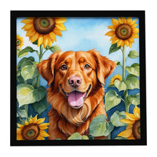 Load image into Gallery viewer, Nova Scotia Duck Toller in Sunflowers Framed Metal Print