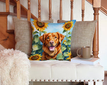 Load image into Gallery viewer, Nova Scotia Duck Toller in Sunflowers Throw Pillow - 14x14 Decorative Pillow – Art for Your Home &amp; Patio