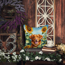 Load image into Gallery viewer, Nova Scotia Duck Toller in Sunflowers Throw Pillow - 14x14 Decorative Pillow – Art for Your Home &amp; Patio