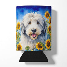 Load image into Gallery viewer, Old English Sheepdog in Sunflowers Can or Bottle Hugger
