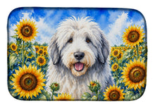 Load image into Gallery viewer, Old English Sheepdog in Sunflowers Dish Drying Mat Absorbent Dish Drying Mat Pad for Kitchen Counter Dish Drainer Mat for Countertop, 14 x 21", Multicolor